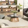 Image de Dandy - table basse ronde 90x90cm bois pin recyclé plateau noir