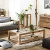 Image de Sandy - table basse marron 1 plateau verre 1 plateau bois pin recyclé