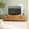 Image de Sandy - meuble tv 2 tiroirs 4 portes, longueur 240cm bois pin recyclé