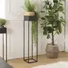 Image de Daly - sellette carrée ou porte plantes en bois et métal noir