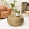 Image de Honore - table basse ronde alu. 70x70cm pied strié couleur laiton