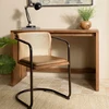 Image de Marcel - lot de 2 fauteuils assise cuir dossier bois manguier et rotin
