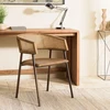 Image de Marcel - lot de 2 fauteuils assise cuir et dossier bois manguier et rotin