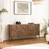 Image de Kiara - buffet 3 portes bois recyclé formes symétriques pieds noir
