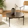 Image de Kiara - table basse ronde 80x80cm bois recyclé pieds métal noir