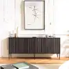 Image de Gloria - buffet bois de manguier 4 portes sculptées noir