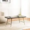 Image de Johan - table basse rect. En aluminium plateau noir pieds dorés