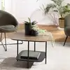 Image de Julia - table basse 2 plateaux 60x60cm bi-matière bois marron et noir