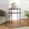 Image de Julia - table d'appoint double plateau bois marron pieds métal noir