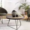 Image de Julia - table basse ronde 70x70cm bois marron et pieds épingles noir