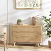Image de Rodrigo - commode en bois couleur naturel 3 tiroirs cannage