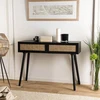 Image de Angelo - console noire bois 2 tiroirs cannage