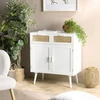 Image de Sandro - buffet 2 portes 2 tiroirs cannage naturel et bois blanc