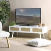 Image de Sandro - meuble tv blanc 3 tiroirs cannage naturel et bois blanc