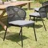 Image de Malo - lot de 2 chaises rotin synthétique noir dossier arrondi ajouré