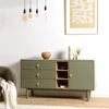 Image de Ethan - buffet 1 porte 3 tiroirs 3 niches bois naturel vert