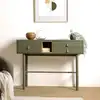 Image de Ethan - console 3 tiroirs et 1 niche en bois naturel vert