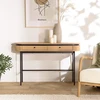Image de Ethan - console arrondie bois 2 tiroirs couleur naturelle