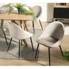 Image de Tom - lot de 2 chaises tissu velours chamois beige pieds métal noir