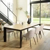 Image de Tom - lot de 2 chaises dossier arrondi tissu velours beige pied noir