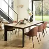 Image de Tom - lot de 2 chaises tissu velours marron dossier arrondi pieds noir