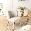 Image de Agathe - fauteuil pieds en bois et en tissu bouclette blanc