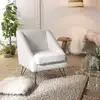 Image de Agathe - fauteuil tissu bouclette blanc pieds épingles métal noir