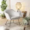 Image de Agathe - fauteuil urban tissu bouclette blanc pieds évasés métal noir