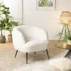 Image de Agathe - fauteuil cosy tissu bouclette blanc pieds métal noir