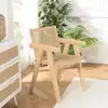 Image de Agathe - fauteuil bois d'hévéa clair dossier et assise rotin naturel