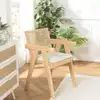 Image de Agathe - fauteuil bois d'hévéa dossier rotin naturel tissu blanc