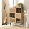 Image de Charlie - buffet bois 3 niches 3 portes effet cannage marron