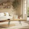 Image de Helena - table basse plateau l100cm en bois pin pieds vert