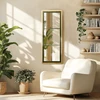 Image de Helena - miroir rectangulaire esprit verrière bois pin et métal vert