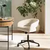 Image de Mina - chaise de bureau à roulettes en tissu écru dossier ouvert