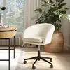 Image de Mina - chaise de bureau à roulettes en tissu écru dossier arrondi