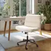 Image de Mina - chaise de bureau à roulettes en tissu écru dossier carré