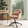 Image de Mina - chaise de bureau à roulettes en tissu rose dossier carré
