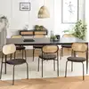 Image de Lea - lot de 2 chaises assise tissu noir dossier effet cannage