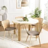 Image de Lea - lot de 2 chaises assise tissu taupe large dossier effet cannage