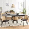 Image de Lea - lot de 2 chaises assise tissu noir large dossier effet cannage