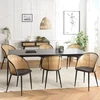 Image de Lea - lot de 2 fauteuils tissu noir dossier arrondi effet cannage