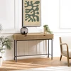 Image de Scott - console 2 tiroirs bois décor effet rainuré noir et naturel