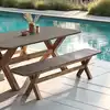 Image de Nestor - banc 200x40cm effet béton marron pied en bois d'acacia