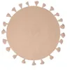 Image de Tapis rond pompons rose coton d90