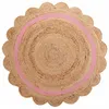 Image de Tapis rond pompons 90 cm jute polycoton