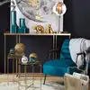 Image de Fauteuil en velours bleu canard hutch