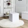 Image de Coffre pouf pliable - home deco factory - blanc - design - capitonné
