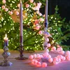 Image de Guirlande led rouge 5 m avec boules de coton, lumière fixe et timer