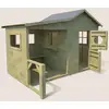 Image de Cabane en bois traité avec préau et banc